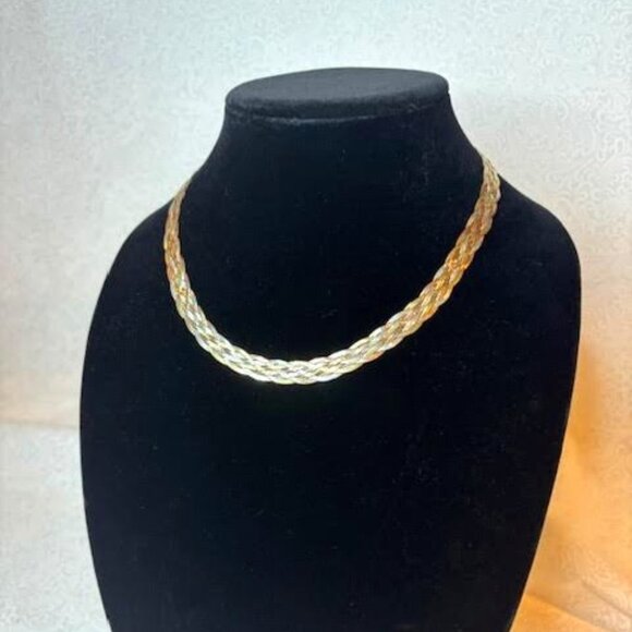 DYADEMA Necklace Sterling Silver 3 Tone Flat Braided - Picture 1 of 5